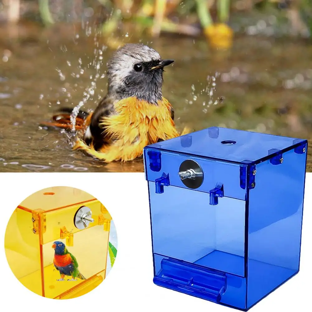 

Sturdy Bird Bathtub Reusable Bird Bath Container Bathroom Multifunctional Clear Parrot Bath Box Cage Accessories