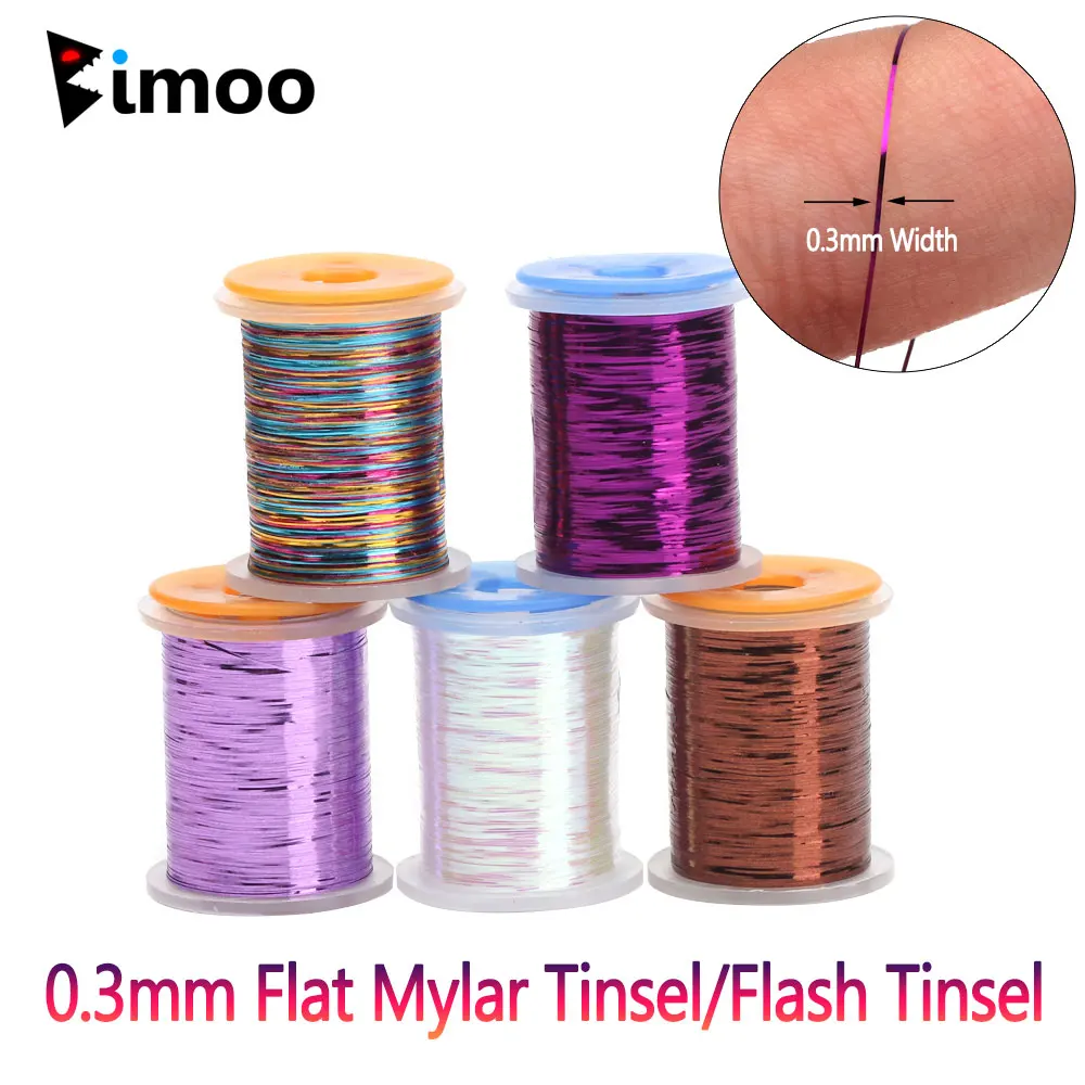 

Bimoo 0.3mm Fly Tying Flat Mylar Tinsel Holographic Flash Tinsel Fly Tying Material Dry Wet Nymph Streamer Trout Fishing Lures