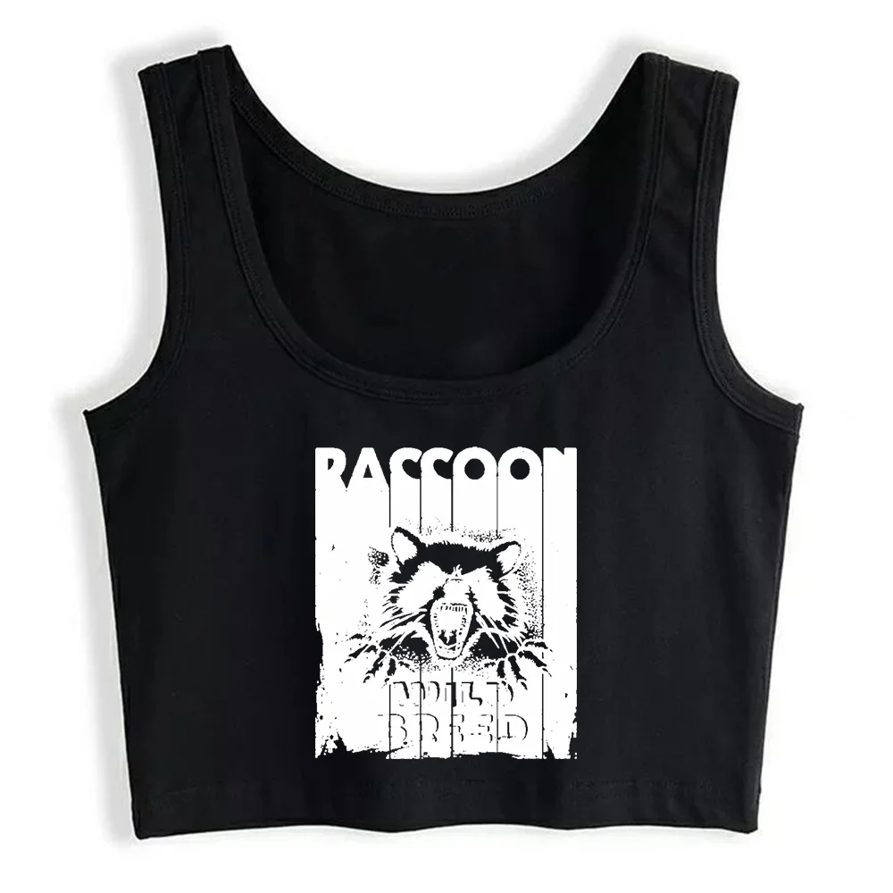 Кроп-Топ женский в стиле Харадзюку популярная одежда с рисунком енота дикой