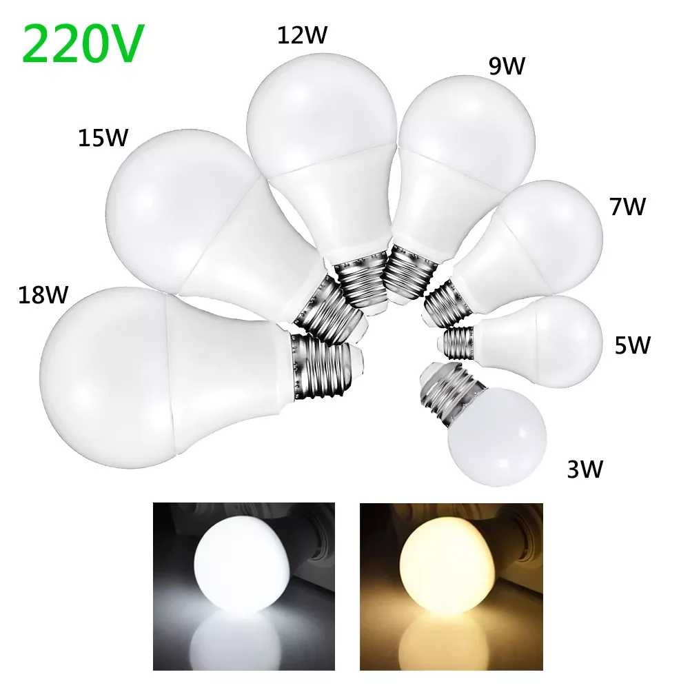 

NEW2023 10pcs/Lot E27 LED Light Bulb 18W 15W 12W 9W 7W 3W 240V 220V Lampara LED Lamp Indoor Lighting For Home Chandeliers Spotli