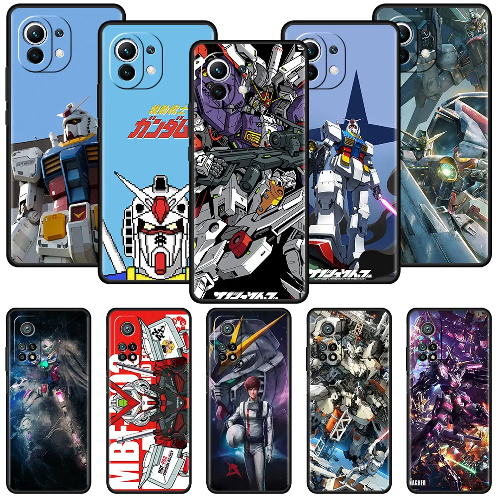 

Black Celular Case for Xiaomi Mi Poco X3 NFC M3 11T 5G 11 Ultra 9 Lite 12 10T Pro 9T Soft SmartPhone Funda Gundam Robot