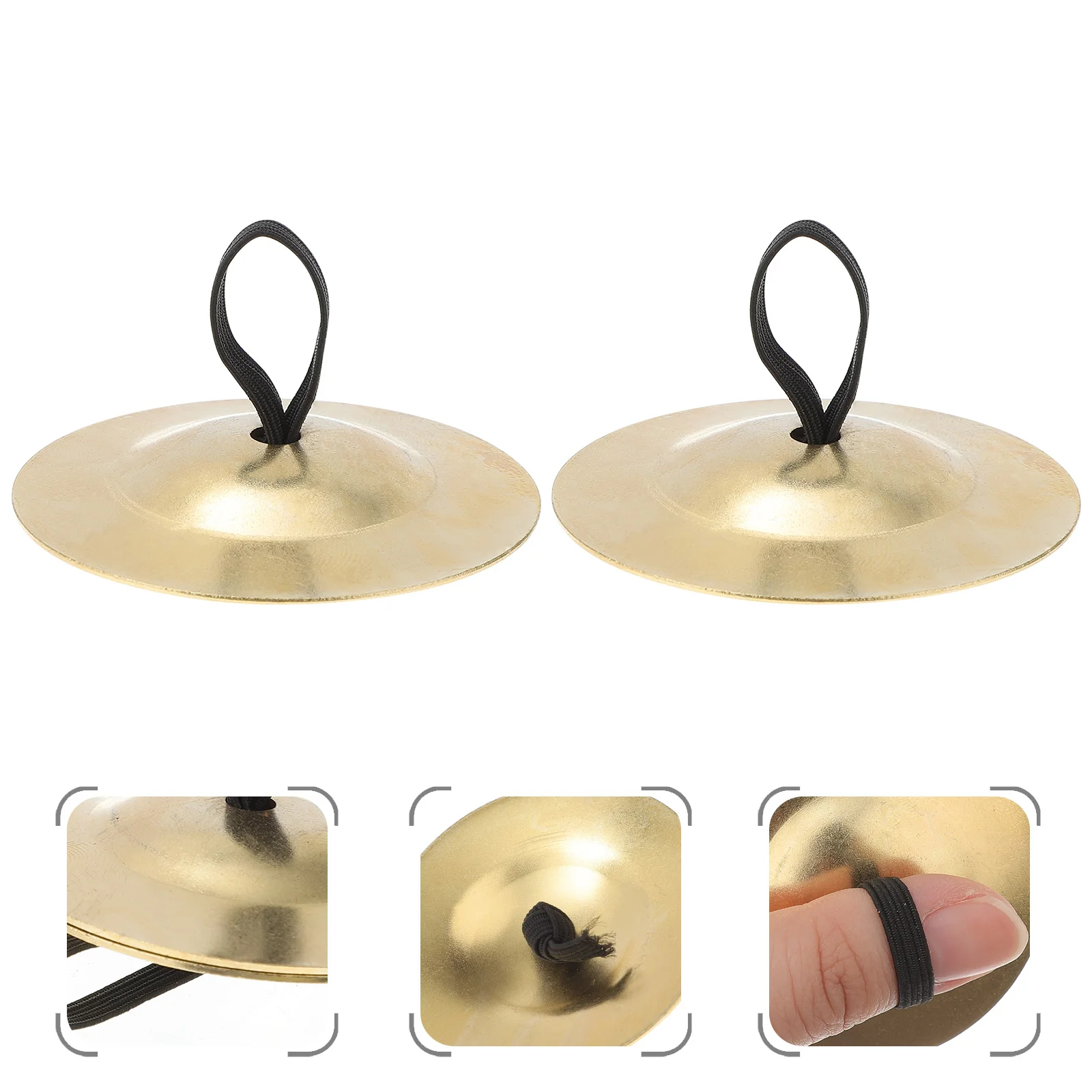 

6Pcs/ 3Pairs Copper Finger Cymbals Belly Dancing Zills Small Golden Cymbals 55CM Kids Cymbals Instrument Percussion