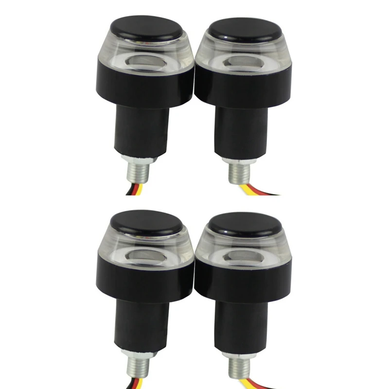 

4X Motorcycle Turn Signal Light Yellow White Moto Handle Lamp Handle Bar End Indicator