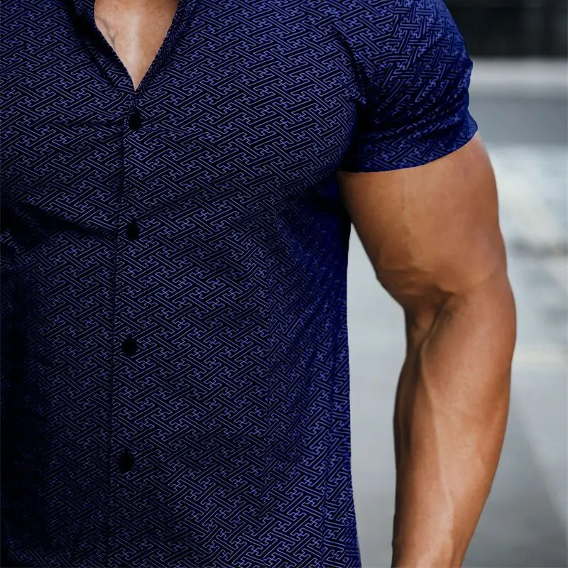 2022 Summer New Streetwear Fashion Trend Men's Shirts Business Casual Button-Up Short Sleeve Shirts T-Shirt Tops