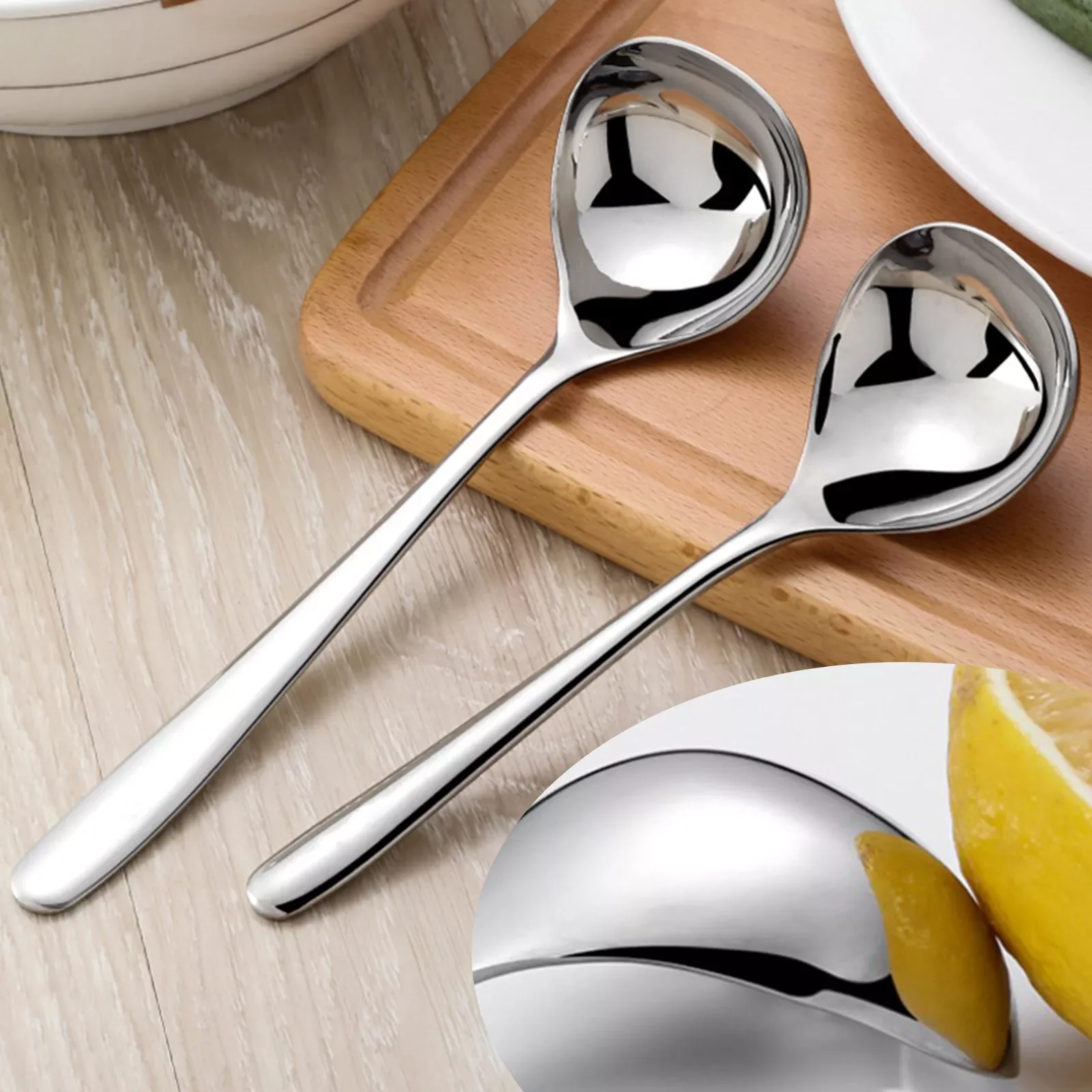 

New Steel Thickening Soup Spoon Creative Long Handle Hotel Hot Pot Spoon Soup Ladle Home Kitchen Essential Tools Utensils