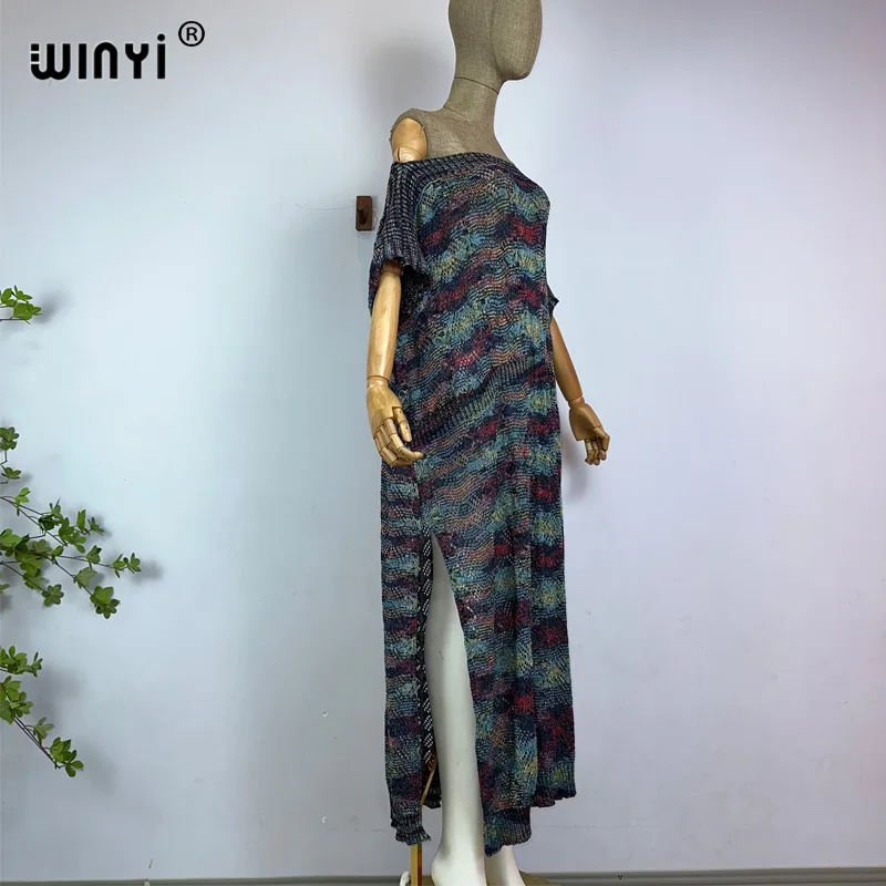 Трикотажное летнее сексуальное платье WINYI с принтом в стиле бохо элегантная