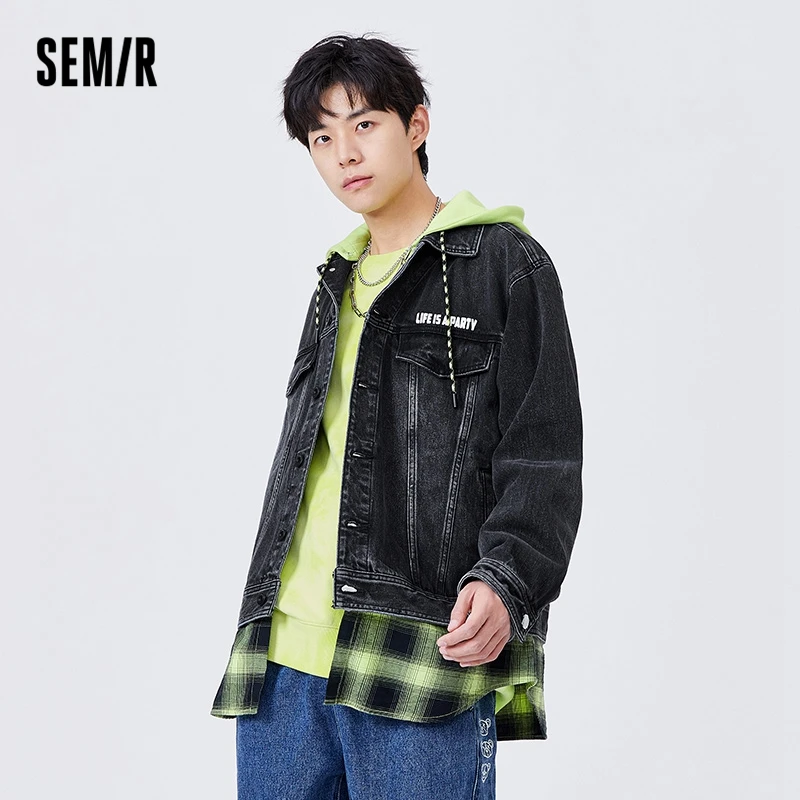 Semir Denim Jacket Men Casual Vitality College Style 2022 New Early Spring Boys Hooded Fashion Contrast Color Jacket