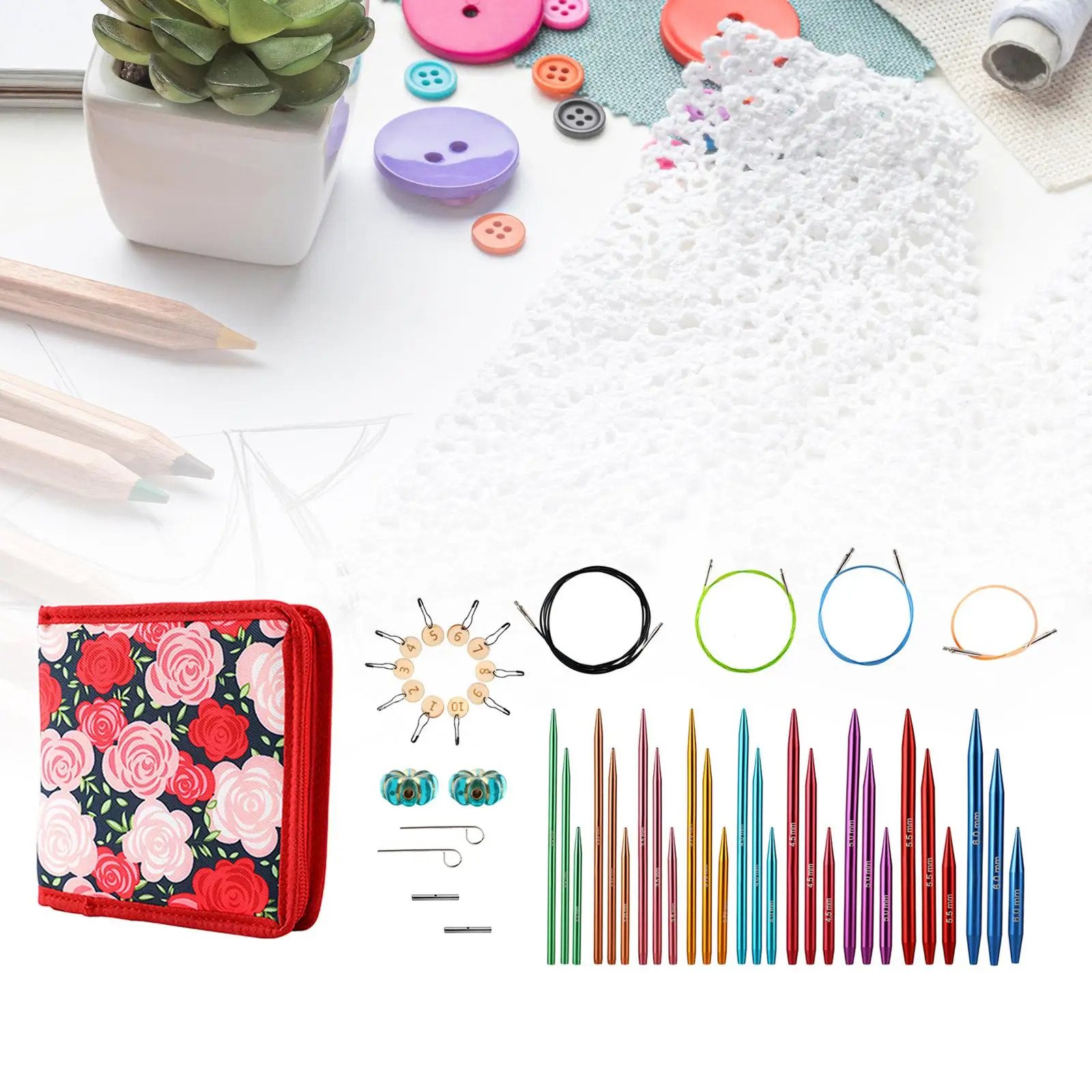 Набор круговых спиц для вязания инструмент товары творчества с сумкой хранения