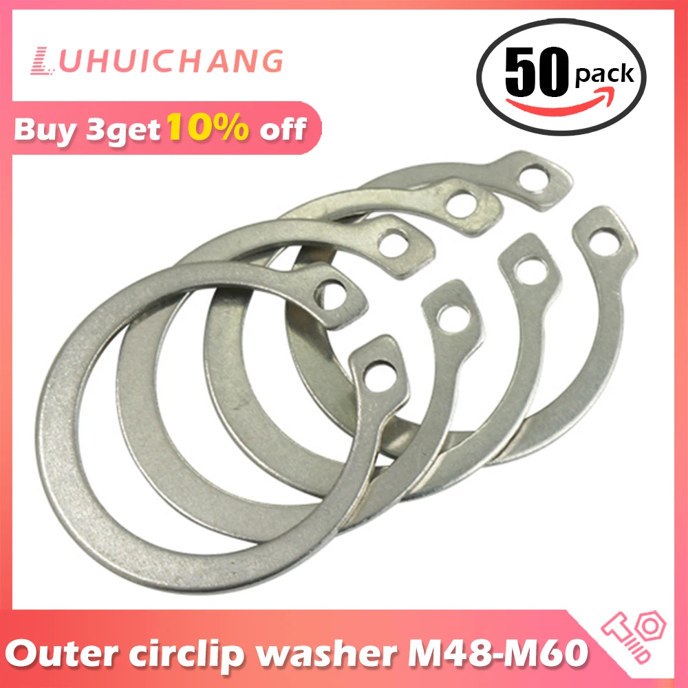 LUHUICHANG M48 M52 M55 M60 Gourd Type Washer 304 Stainless Steel C-type Elastic Ring External Circlip Snap Retaining Washer