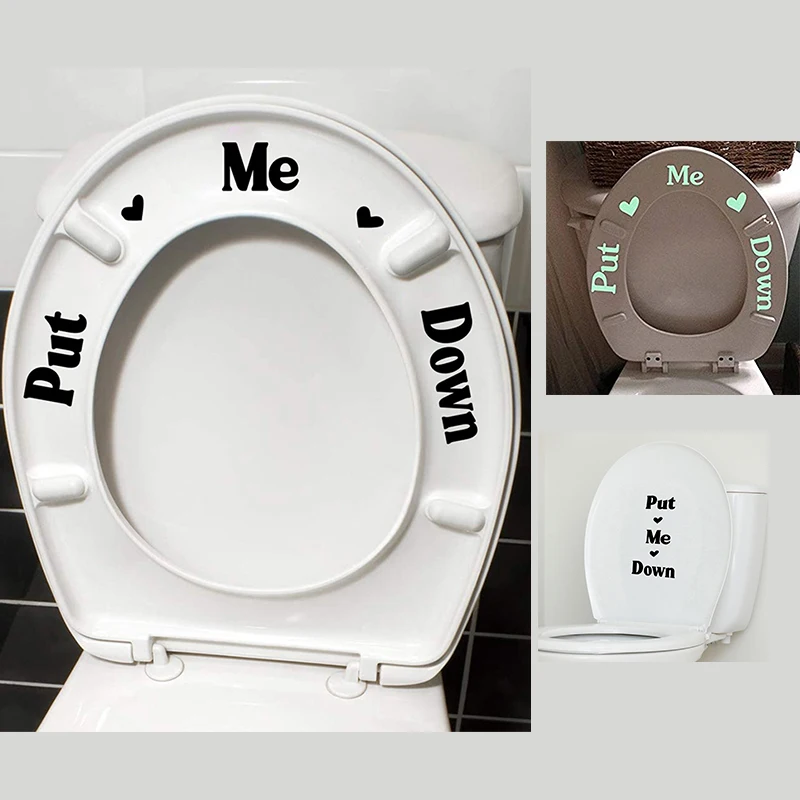

PUT ME DOWN Cover Bathroom Reminder Luminous Stickers Toilet Seat Decal Creative Funny Accessories Glow In Dark