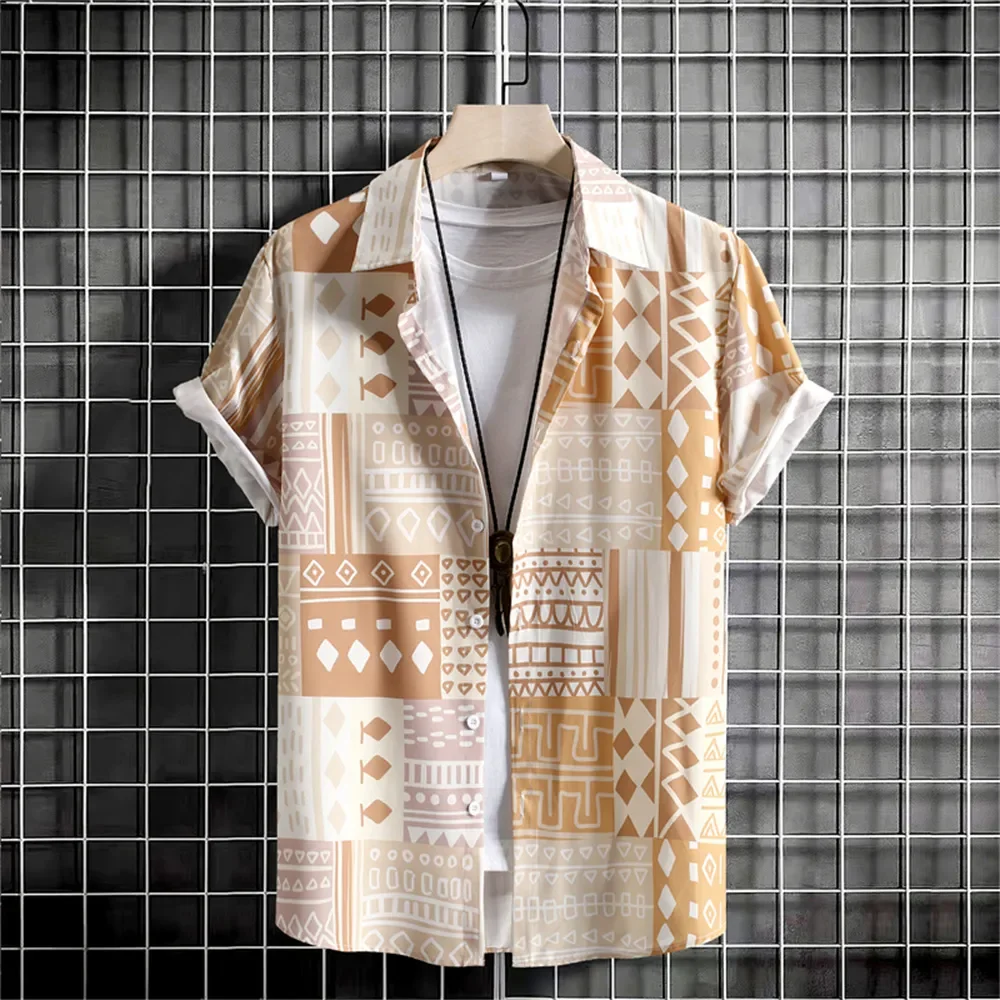 

Гавайская рубашка мужская с коротким рукавом, свободная дышащая футболка в простом полоску, с 3d рисунком, лето