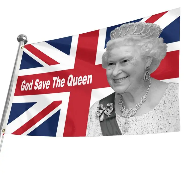 

Queen Memorial Service Flag 90x150cm/3x5ft God Save The Queen Her Majesty Black And White Flag Outdoor Garden Flag Decorations