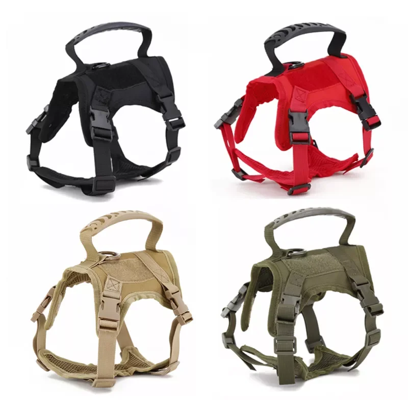 

Tactical Cat Dog Harness Adjustable Nylon MOLLE Soft Padded Mesh Collar Vest Clothes Jacket Training Walking Lead Pet Supplies