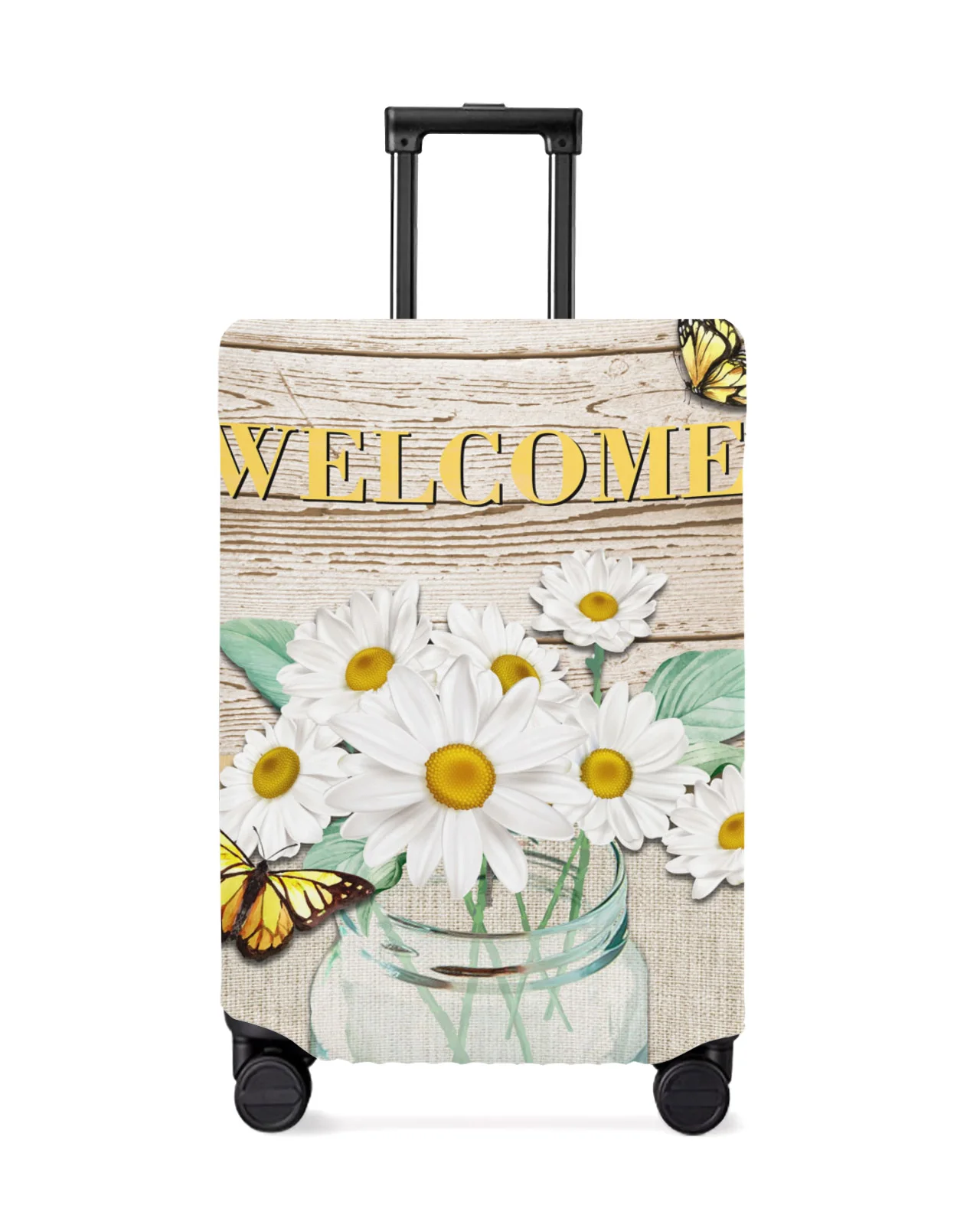 

Wood Grain Daisy Butterfly Travel Luggage Cover Elastic Baggage Cover For 18-32 Inch Suitcase Case Dust Cover Travel Accessories