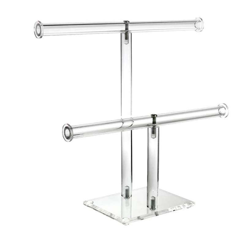 

Jewelry Display Stands for Show Clear Acrylic 2-Tier for T Bar Trade Store Exhibit Photo Prop Display Holder Stand Organ