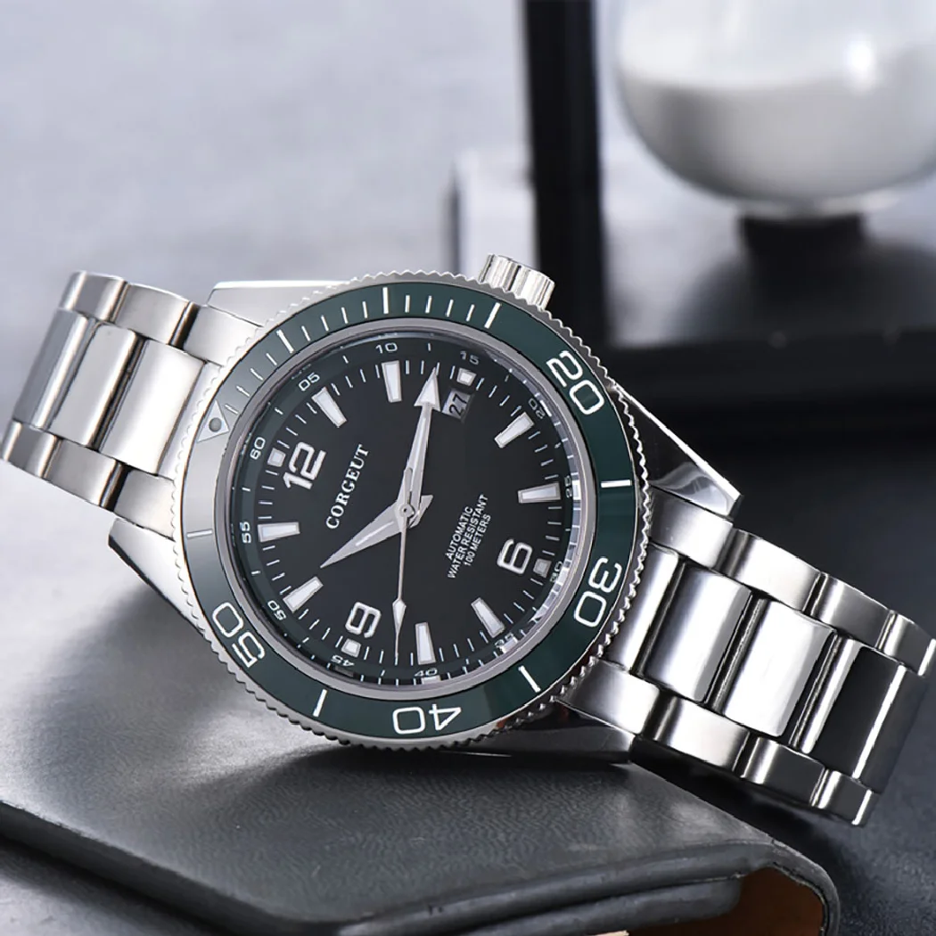 

1 шт. пользовательский 41 мм сапфировый модный MIYOTA Lume автоматический механический спортивный ремешок мужские часы Relogio Masculino