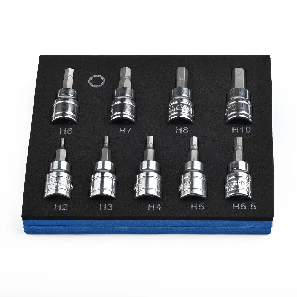 

Sockets Bit Socket 9pcs/set Practical 2-10mm 3/8\" Drive & Drill Chrome vanadium steel Durable Hex High quality