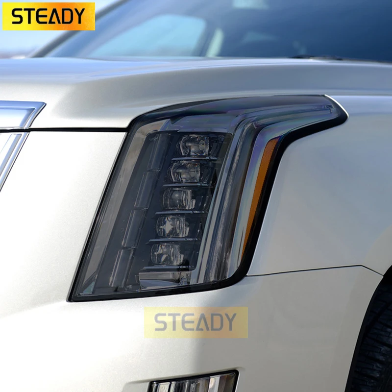 

2 Pcs Car Headlight Protective Film Headlamp Restoration Transparent Black TPU Sticker For Cadillac Escalade 2016- Accessories