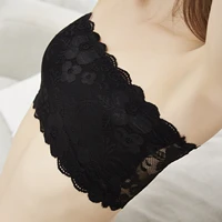 female bandeau wrapped chest strapless bra sexy women lace tube top slim solid color stretch bras soft boob tube top chest pad