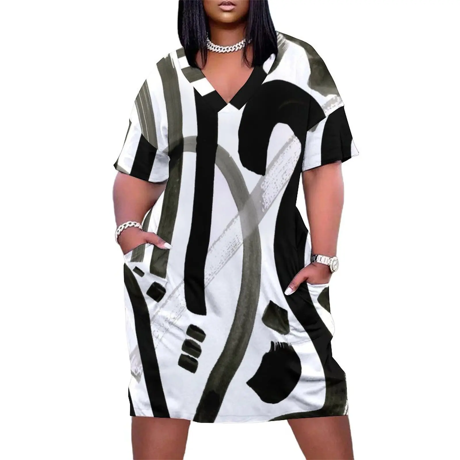 Чернильное платье с масками свободное карманами платья для женщин выпускного