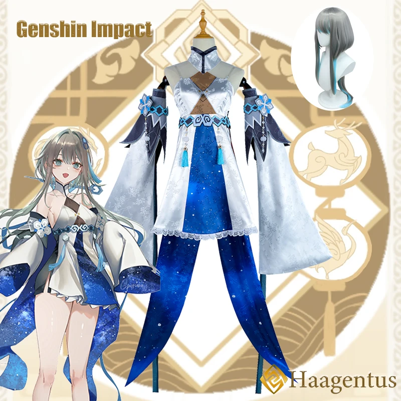 

Haagentus Cosplay Costume Genshin Impact Adult Carnival Uniform Wig Anime Halloween Costumes Women Game