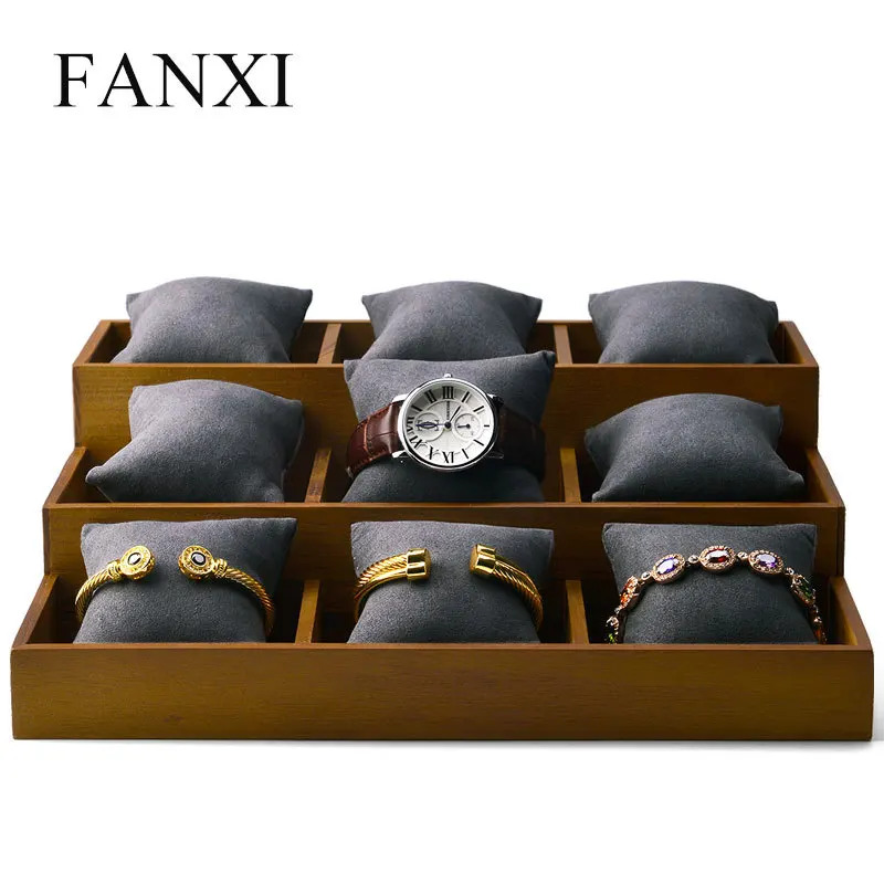 

Solid wood watch display plate stepped Pillow Bracelet Watch storage plate three-layer watch holder jewelry boxes