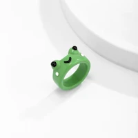 cute smile frog rings for women girls funny wholesale cartoon animal frog resin ring 2022 fashion luxury designer jewelry gift