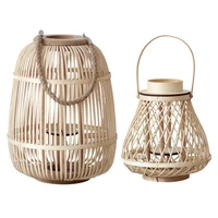 promotion bamboo woven wind lantern model room outdoor courtyard lantern decoration candle holder floor decoration props