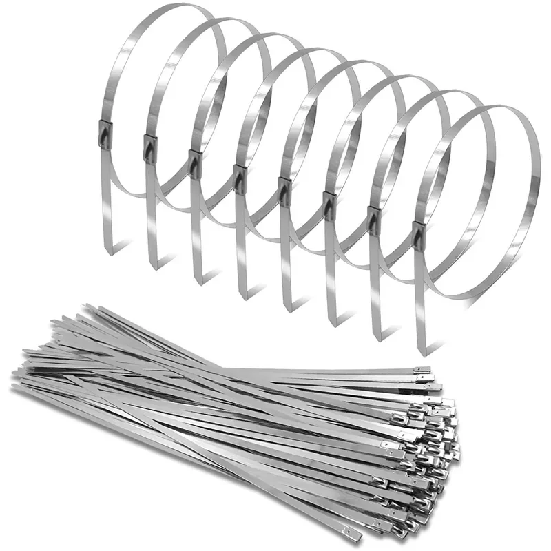 

Stainless Steel Cable Ties 4.6mm Heavy Duty Self-Locking Cable Zip Tie Multi-Purpose Metal Exhaust Wrap Locking Ties