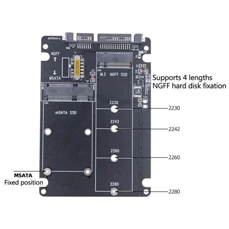 Адаптер M.2/mSATA к SATA M.2 NGFF mSATA SSD SATA3.0 2 5 дюйма mSATA/M2 SSD-конвертер Riser Board Card 6 Гбит/с для ПК