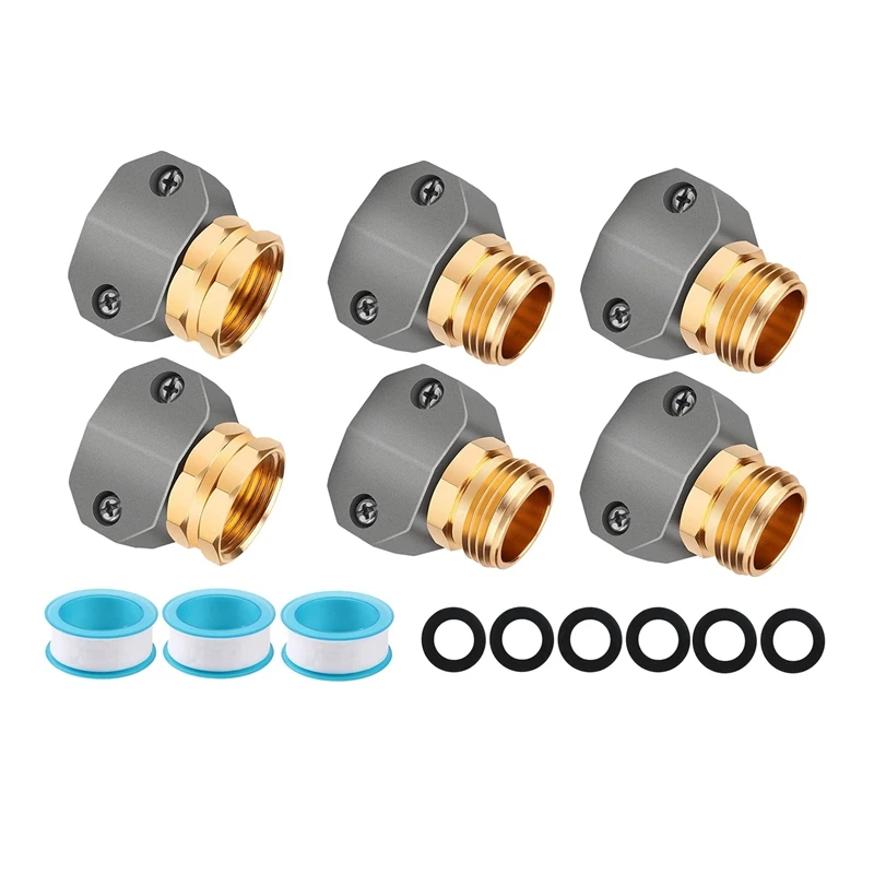 

Garden Hose Repair Kit Zinc And Aluminum Male And Female Hose End, Suitable For 3/4 Inch And 5/8 Inch Garden Hoses