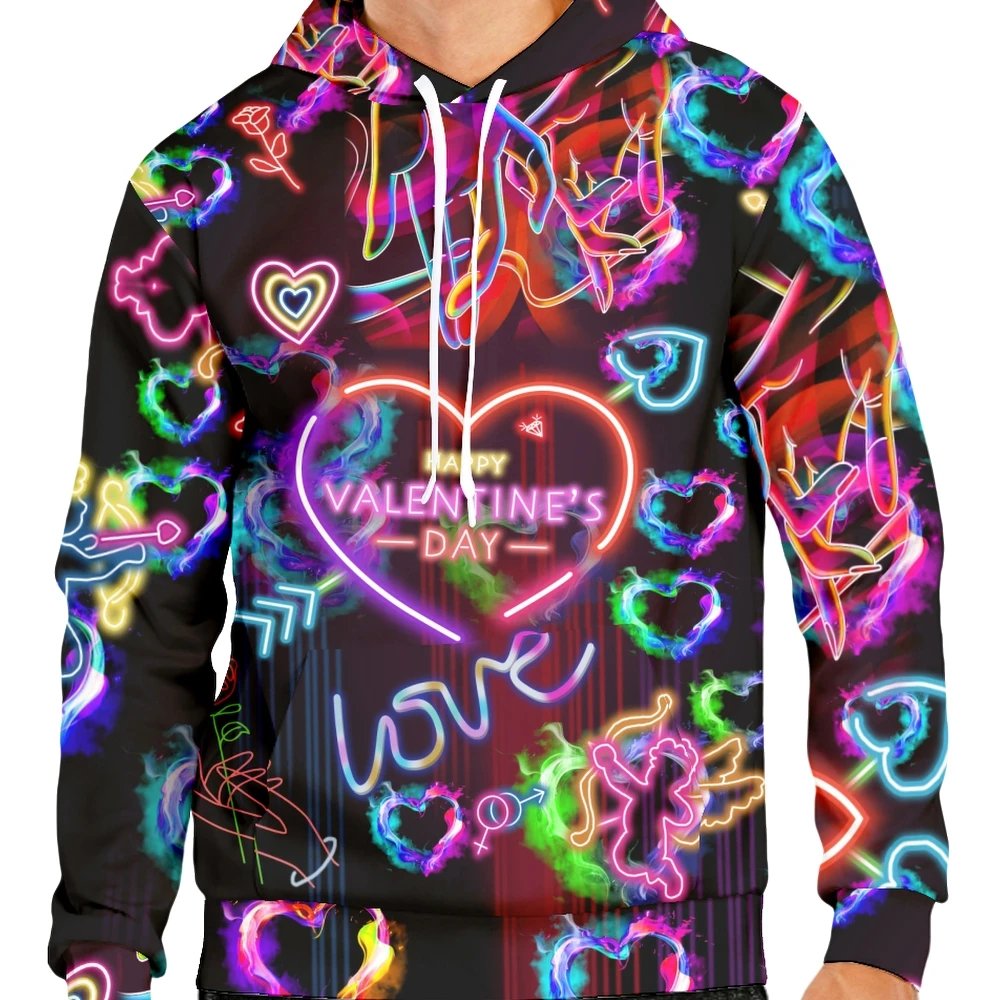 

New Valentine's Day Hoodies Couple Pullover Sweatshirt for Men And Women Plus Size Cool Long Sleeve 3D Tracksuit Winter Wear