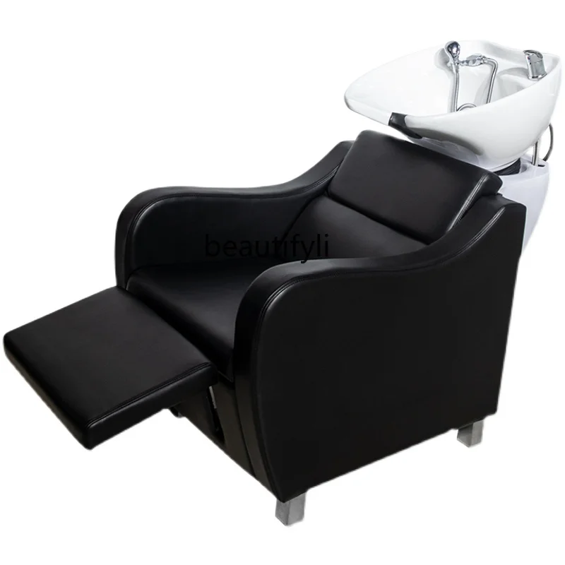 

Barber Shop Sitting Shampoo Chair Ceramic Deep Basin Lying Half Hair Washing Recliner Flushing Bed