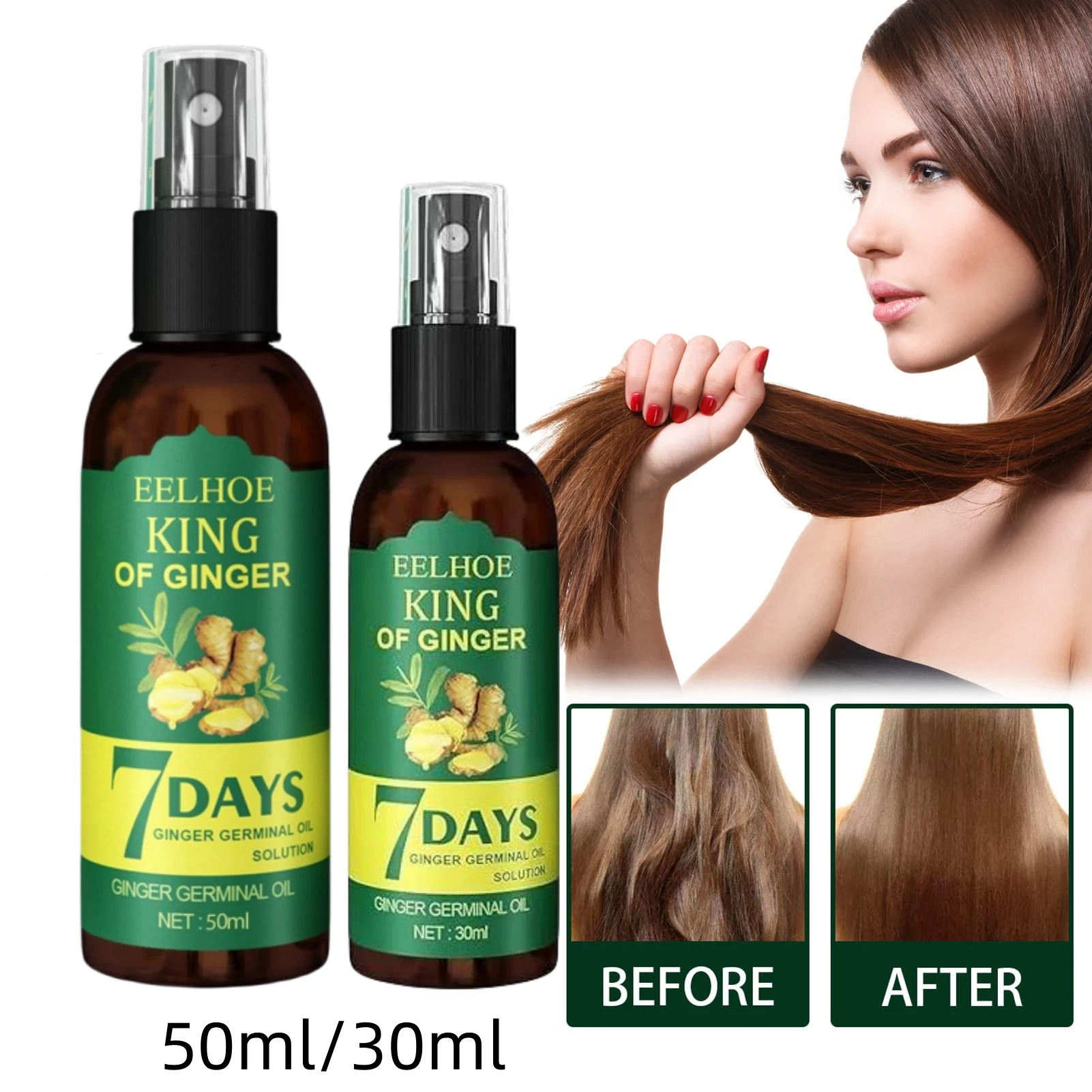 

EELHOE King of Ginger Germinal Oil 7 Days Scalp Damaged Anti-loss Hair Fast Regrowth Strengthen Hair Texture Improve Frizzy