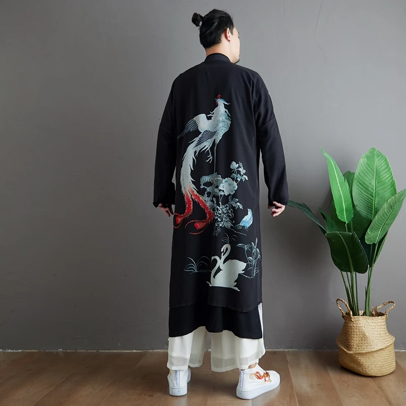 Chinese Style Tang Suit Stand Collar Long Shirt Men's Ancient Style Men's Clothing Han Chinese Clothing Two-Piece Robe Unlined images - 6