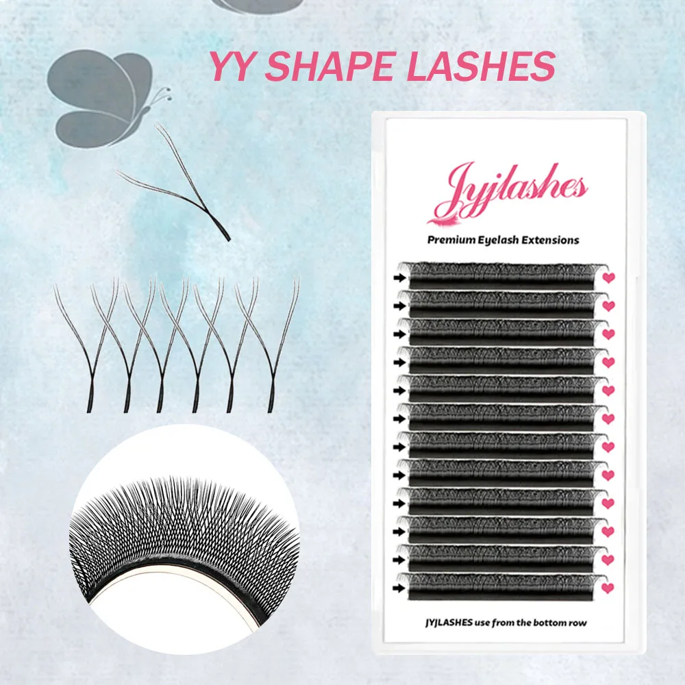 Ресницы JYJLASHES YY формы с двойными наконечниками ручное плетение премиум