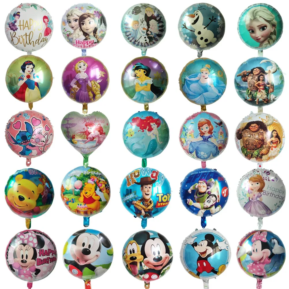 

10pcs 18inch Round Cartoon Mickey Minnie Foil Balloons Pincess Birthday Party Decorations Kids Toys Baby Shower Air Globos