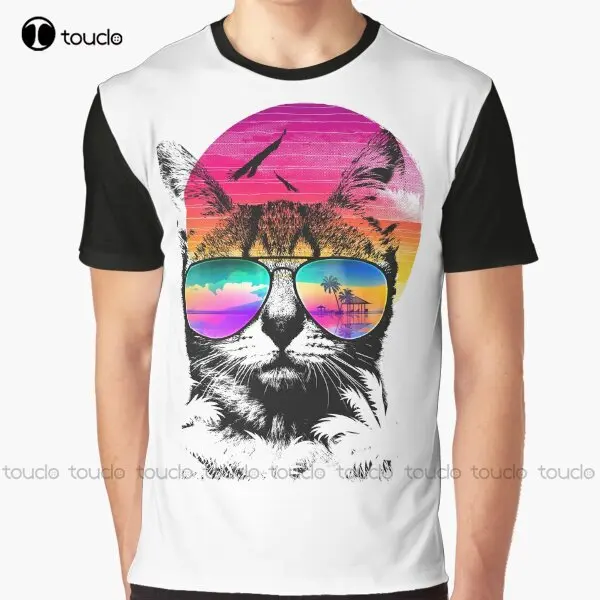 

Летняя футболка с рисунком кошки, индивидуальная футболка с рисунком в стиле унисекс
