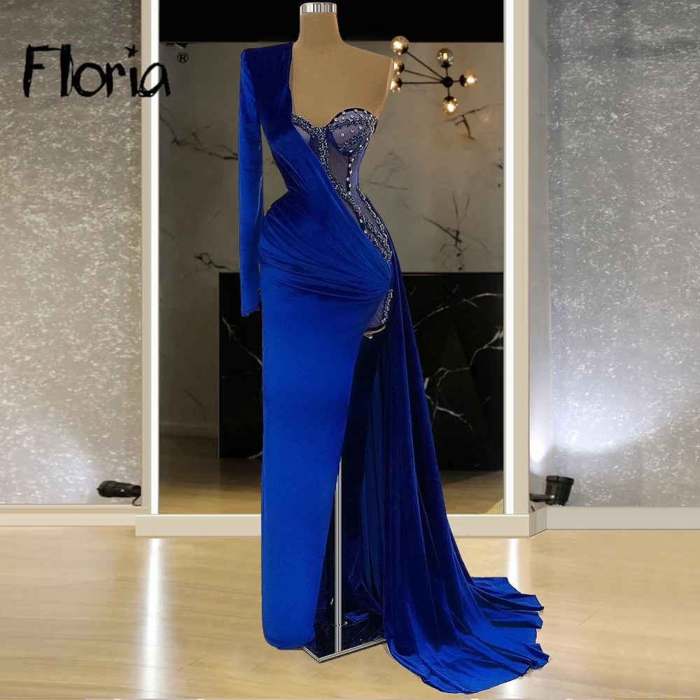 

Floria Royal Blue Corset Prom Dress Elegant Women Formal Party Gowns 2022 Beaded Graduation Dresses Customized Size Arabic Robes