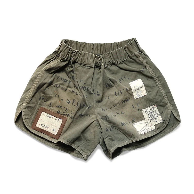 

Fashion Brand 21SS KAPITAL Hirata and Hiroshi Letters Distressed Elastic Waist Heavy Washed Casual Shorts Boxers