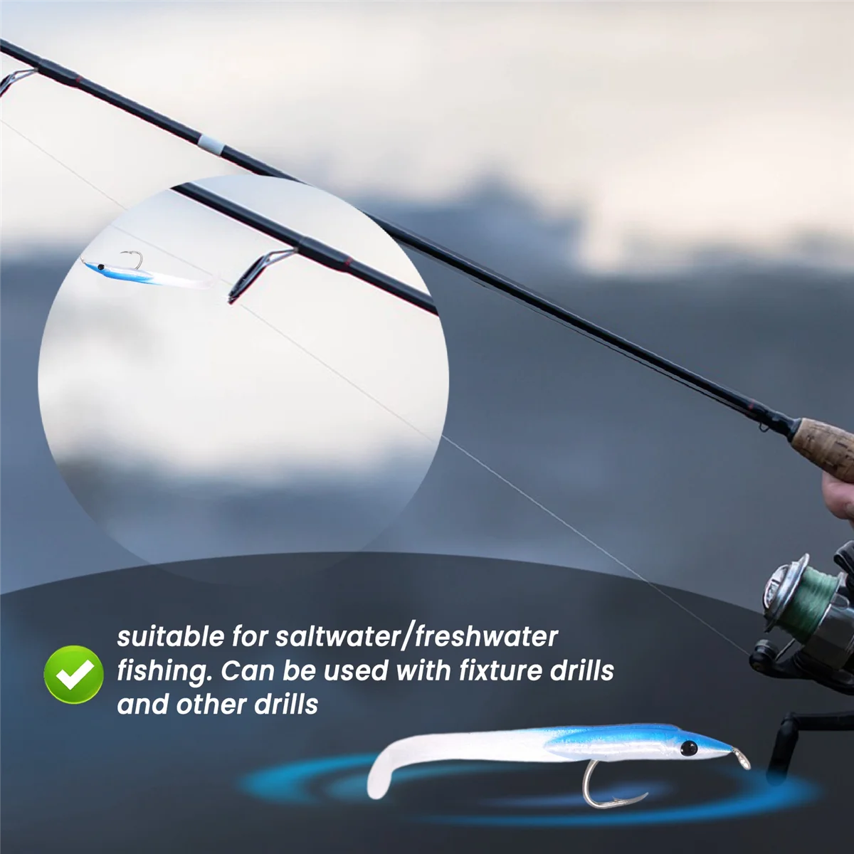 SUNMILE Поддельная рыболовная приманка Морская с крючком для угря Бионическая 5 см/0 6