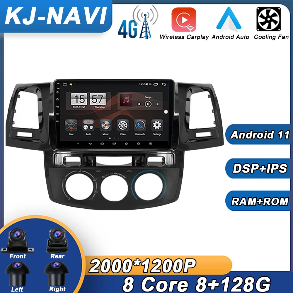 

Android 11 для Toyota Fortuner Hilux 2005-2007, автомобильное радио, мультимедийный автомобиль, GPS-навигация, Carplay, без DVD