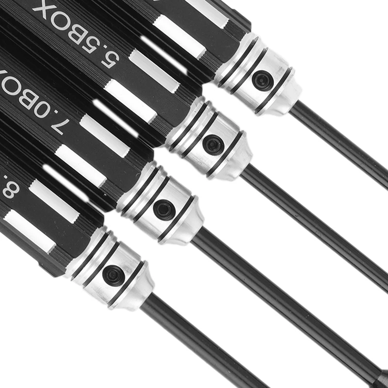 4PCS Hex Driver Flat Head Screw Nut Wrench Repair Tool Kit Socket 4.0 5.5 7.0 8.0 Mm For RC Car Helicopter Tools