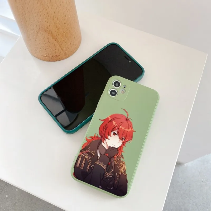 Фото Ударопрочный чехол Genshin для телефона IPhone 14 11 12 13 Pro Max X XR XS Max 6 6S 7 8 Plus SE 2022, чехол для телефона с жидкостью квадратной формы №5
