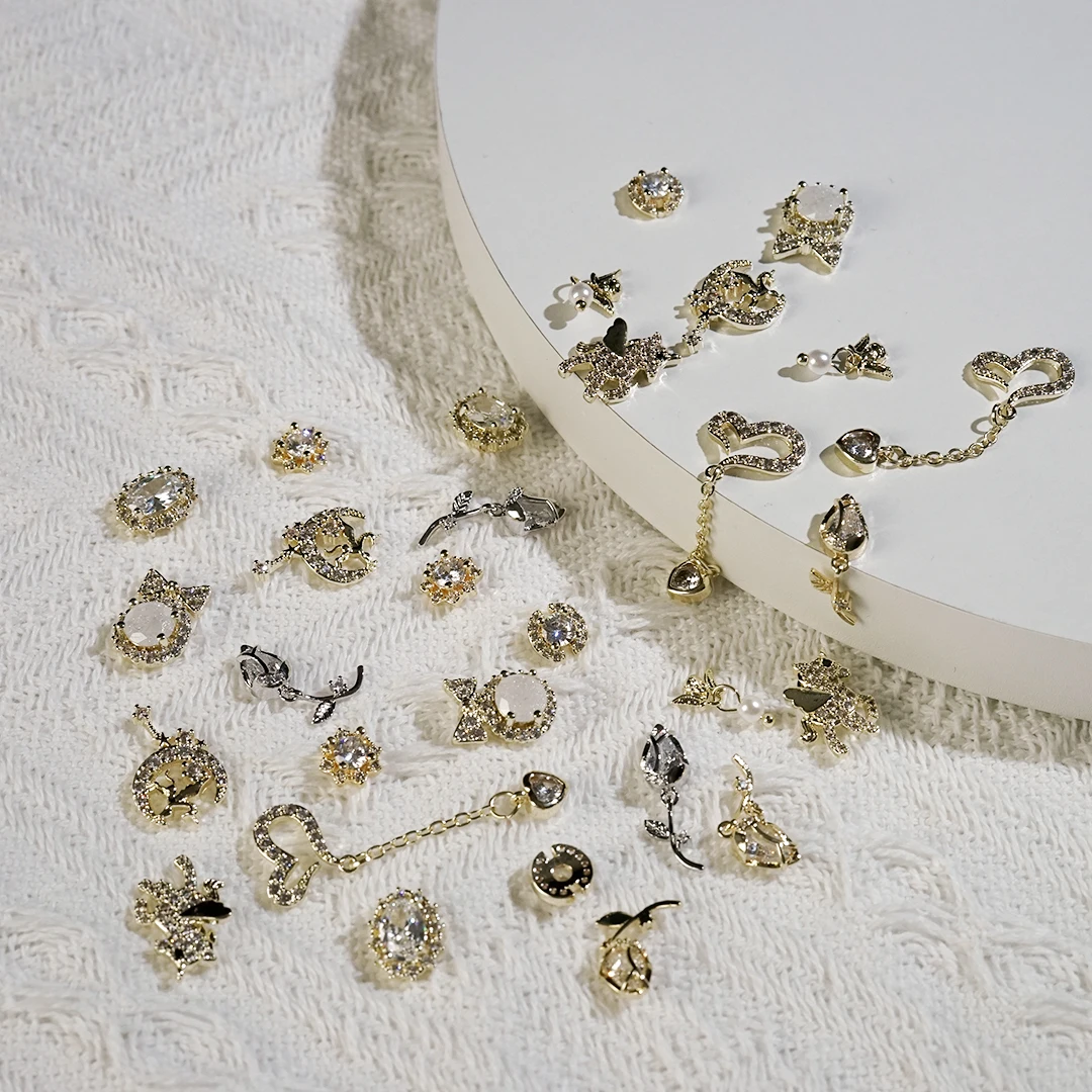 Детали из циркония для ногтевого дизайна 2 шт. 3D кристалл жемчуг металлический