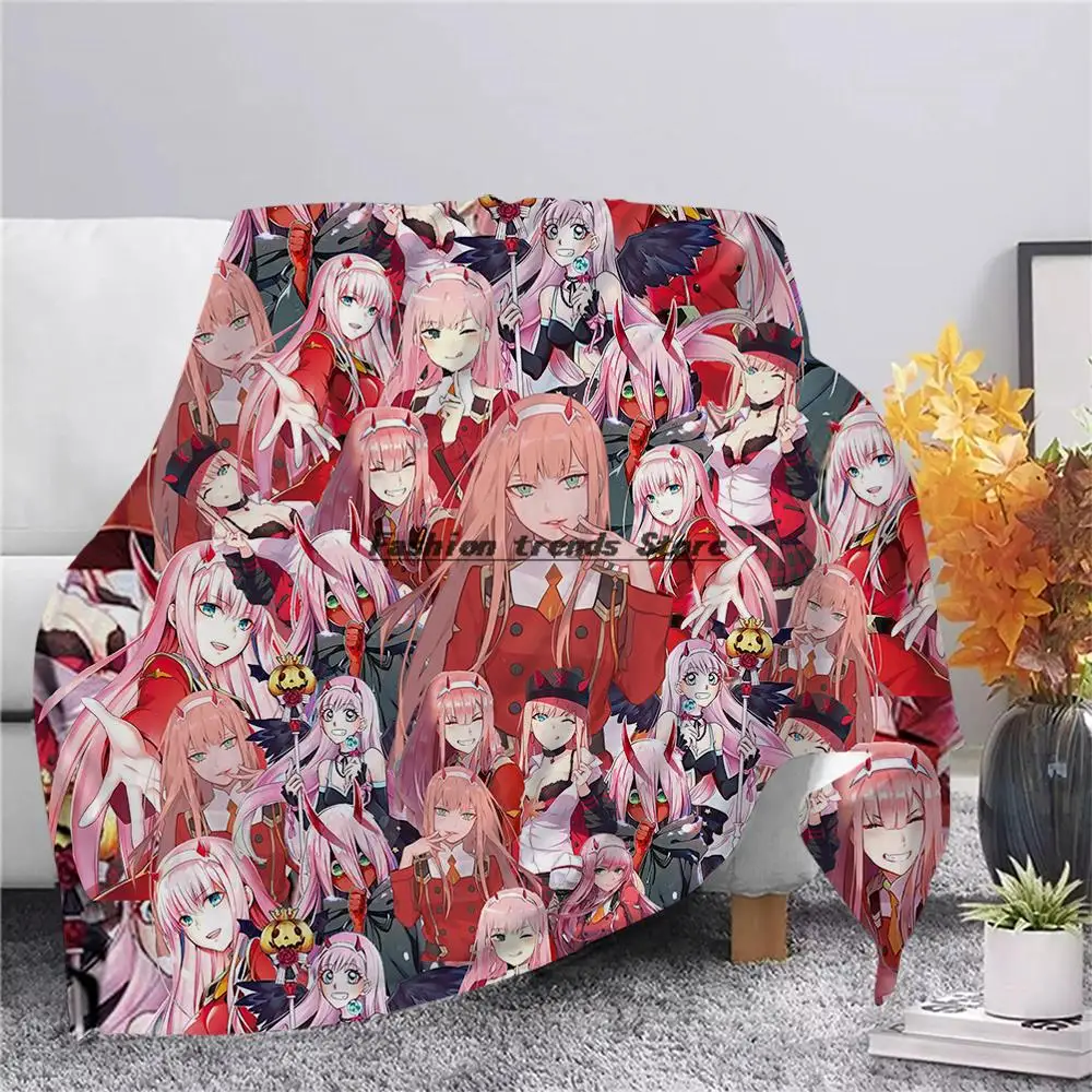 

CLOOCL Anime Darling In The FranXX Warm Flannel Blanket 3D Print Zero Two Throws Blanket Office Nap Blanket Hiking Picnic Quilt