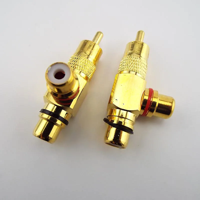 3-полосный позолоченный разъем RCA папа на 2 гнезда RCA-разветвитель медный адаптер