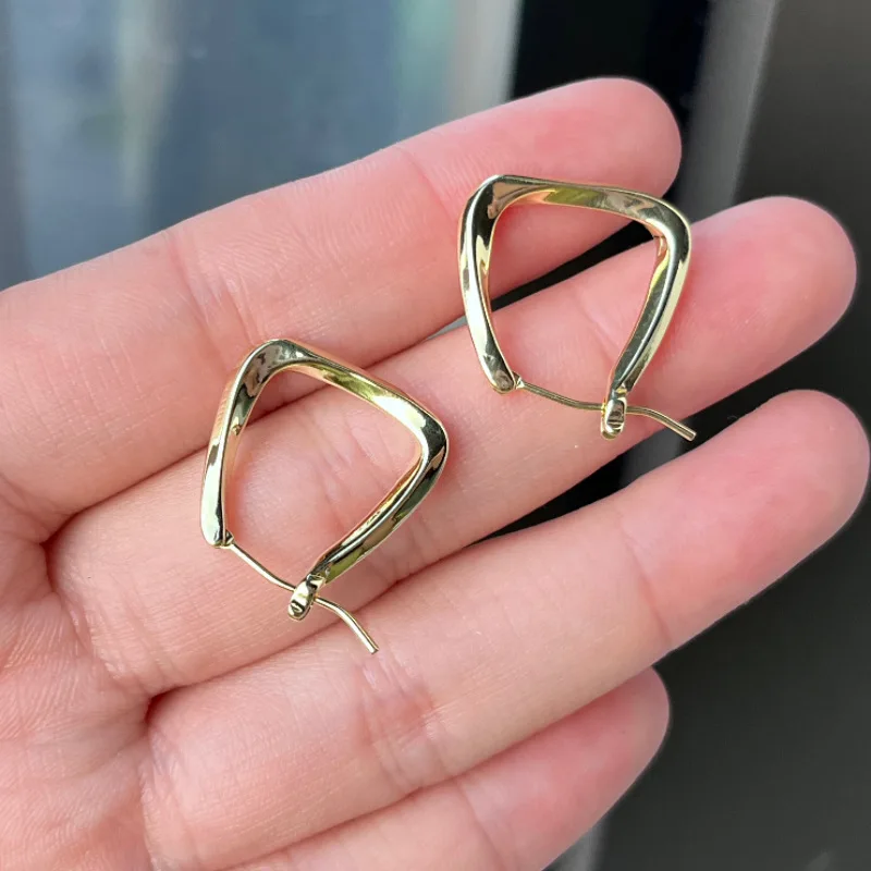 

Irregular Geometric Square Hoop Earrings for Women Femme Cold Color Women's Metal Smooth Earring Jewelry Gift Pendientes