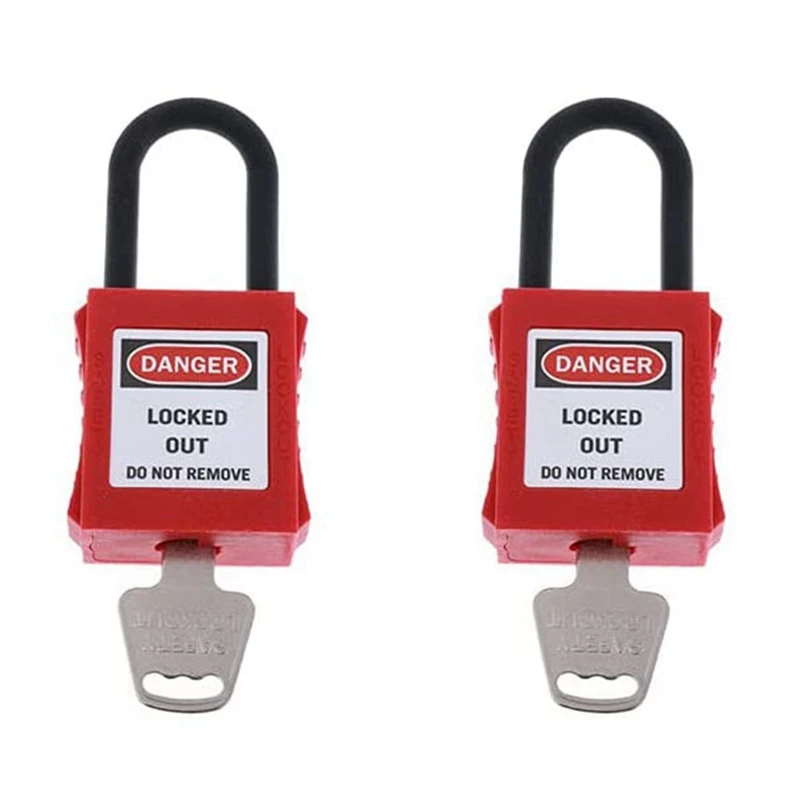 

2 PCS Lockout Tagout Locks Nylon Safety Padlock 38Mm Short Beam Padlock With Keys For Industrial Engineering