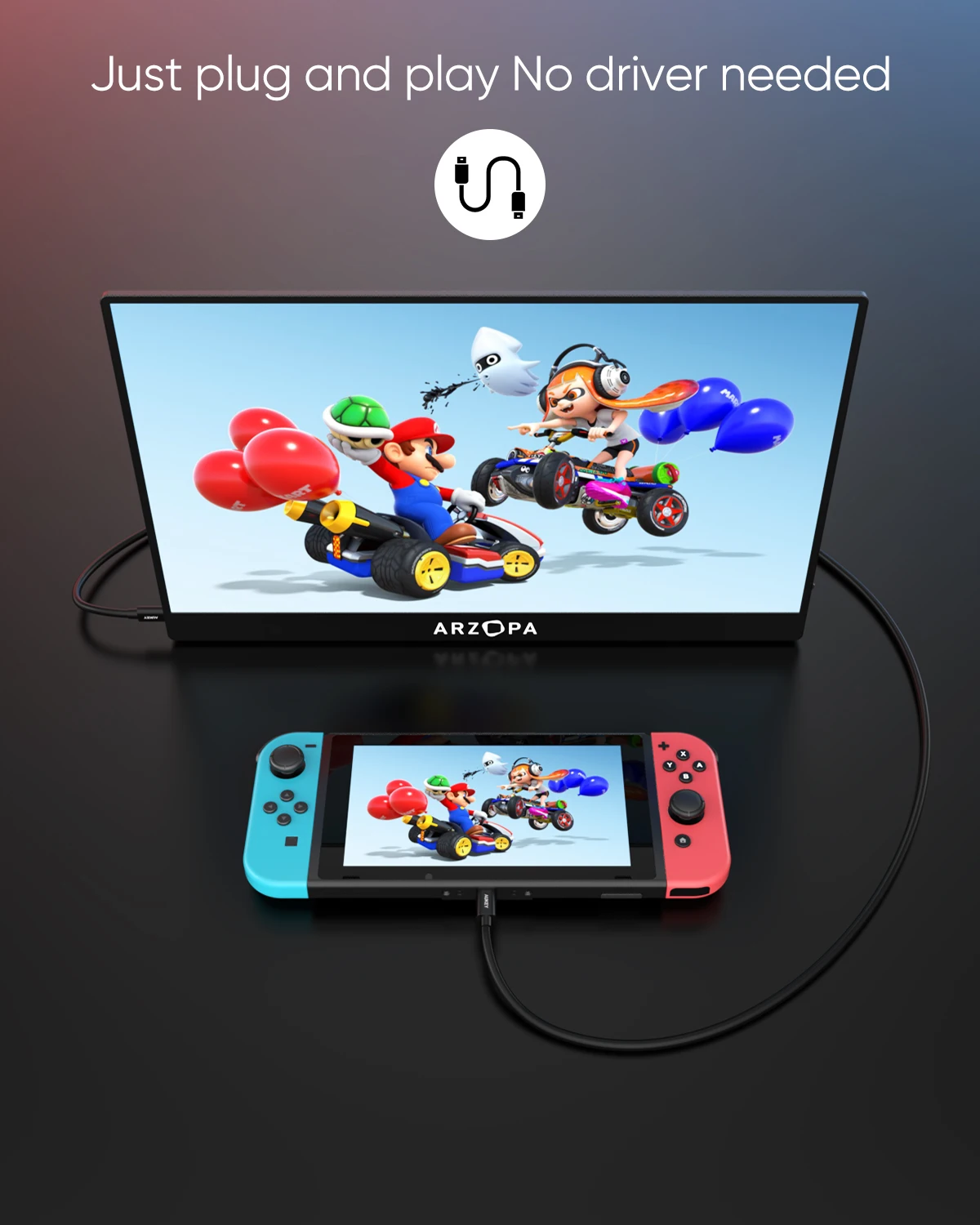 Портативный игровой монитор 15 6 '𧅄 Гц 1080P FHD для Switch Xbox PS5 ноутбуков ПК Mac